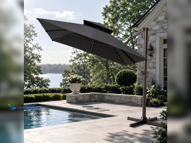 Lot 49-2004234 - Crestlive Products 13 ft. x 10 ft. Double Top Cantilever Patio Umbrella in Black 360° Rotation Outdo...