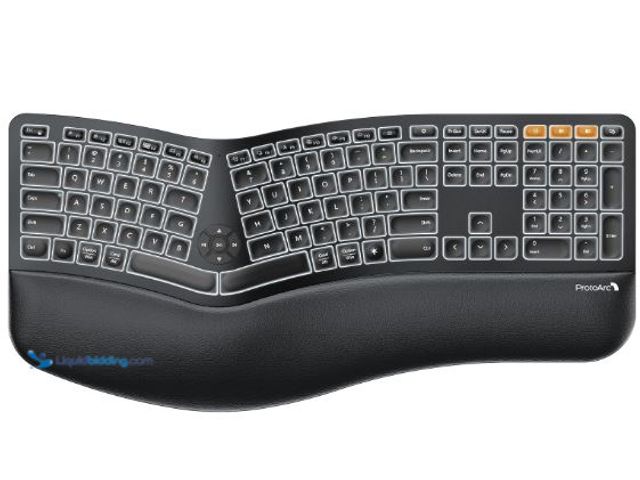 Lot 49-3432175 - ProtoArc Backlit Bluetooth Ergonomic Keyboard, EK01 Plus Full Size Wireless Split Keyboard with Dual...