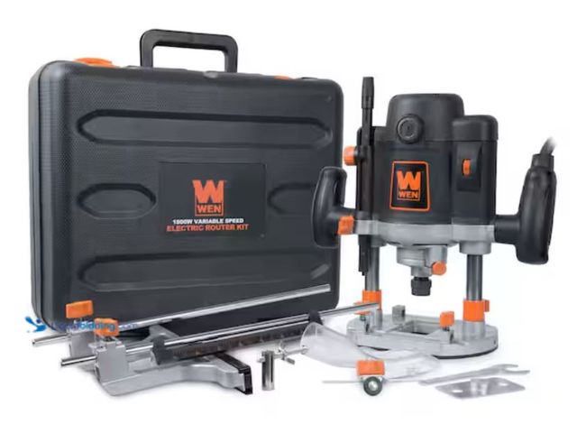 Lot 49-2001187 - WEN 15 Amp Variable Speed Plunge Wood Working Corded Router Kit with Carrying Case and Edge Guide, M...