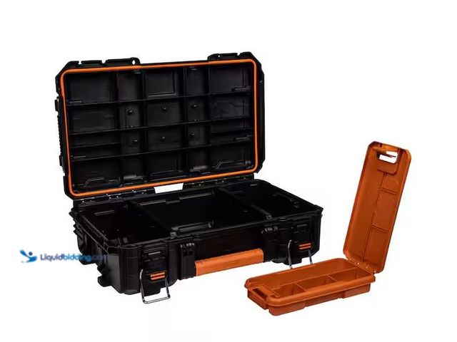 Lot 49-1568545 - RIDGID Pro Gear System Gen 2.0 Stackable Durable Compact Power Tool Box With Secure Hang Mounts Mode...