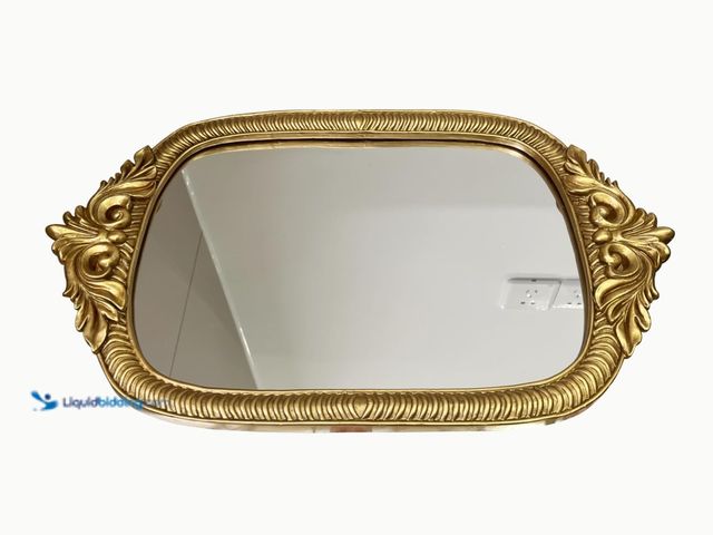 Lot 49-5416234 - Large Gold Oval Mirror Tray, 18.75" x 11.5",Handmade Resin Frame,Vintage Tray Decorative Jewelry, Mi...