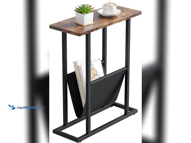 Lot 49-1518334 - Yusong Small Narrow Side Table for Small Spaces, 17.7" W Slim End Table Magazine Table Nightstand wi...