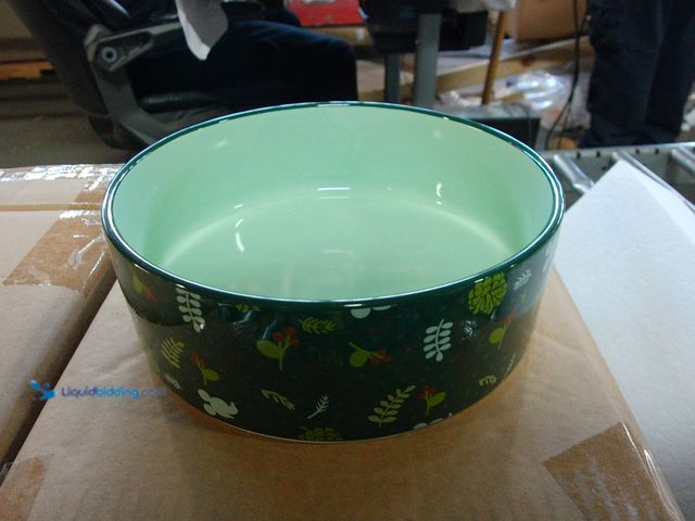 Lot 49-3471554 - (2) Mickey Mouse Holiday Ceramic Bowl 5 Cups, Green, Model# 280621, Unused.  Ref#LB RELIST