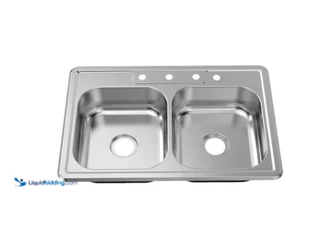 Lot 49-5574110 - Glacier Bay
33 in. Drop-In 50/50 Double Bowl 22 Gauge Stainless Steel Kitchen Sink. Store SKU # 622...