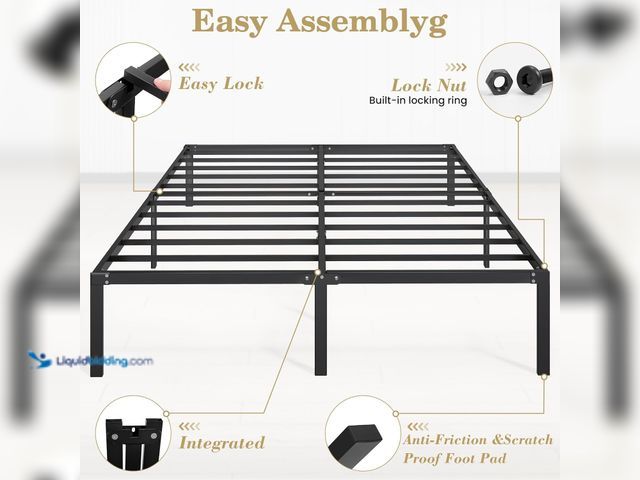 Lot 49-3531253 - LEVELEVE Queen Bed Frame Heavy Duty 14 Inch, Sturdy Metal Platform with Strong Bearing & Under Bed S...