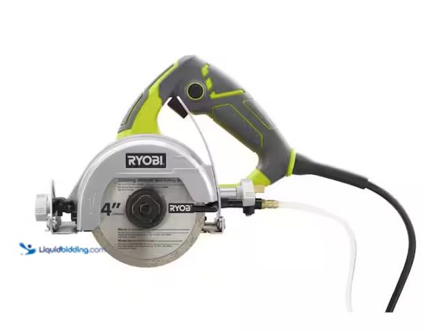 Lot 49-1567751 - RYOBI 12 -Amps 4 in. Blade Corded Wet Tile Saw, Model # TC401, Slightly used, Tested works, No blade...