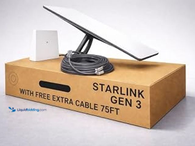 Lot 49-3612735 - Starlink Gen 3 Standard Satellite Internet Setup – Advanced Dish + Wi-Fi 6 Router & 75FT Extension C...