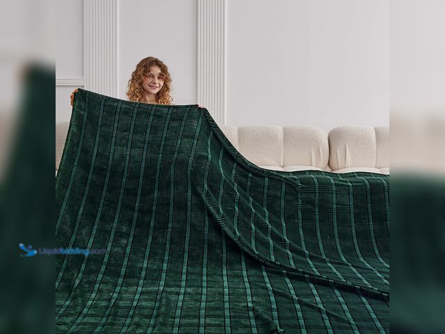 Lot 49-5416385 - Oversized King Fleece Blanket 120x120 Inches, Seamless Soft Cozy 3D Jacquard Flannel Blanket 10'x10'...
