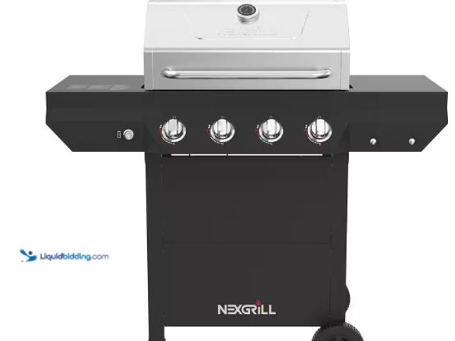 Lot 49-1516581 - Nexgrill 4-Burner Propane Gas Grill in Black with Stainless Steel Main Lid, model #  720-0925PG, unu...