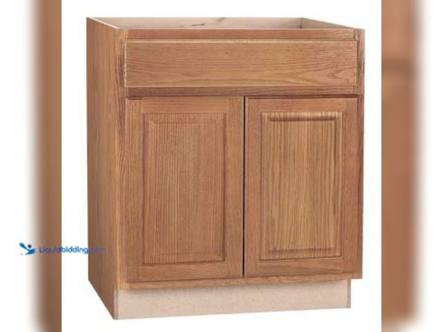 Lot 49-5436279 - Hampton Bay Hampton 30 in. W x 24 in. D x 34.5 in. H Assembled Base Kitchen Cabinet in Medium Oak wi...