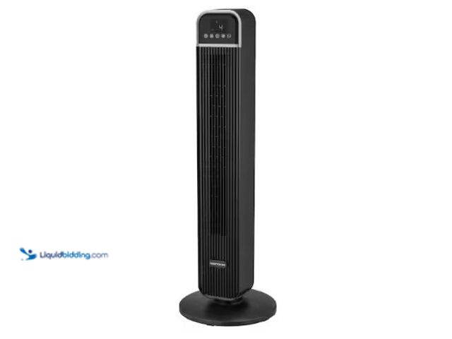 Lot 49-3615838 - Hampton Bay 36 in. 4-Speed Oscillating Tower Fan in Black with Remote Control and Easy Carry Handle,...