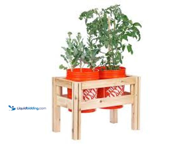 Lot 49-5485642 - Vigoro 2-Bucket Natural Wood Cedar Rectangle Elevated Garden Raised Bed Frame (28 in. L x 16 in. W x...