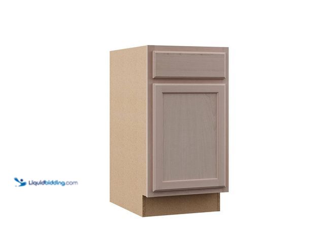 Lot 49-5484742 - Hampton Bay
Recessed Panel 18 in. W x 24 in. D x 34.5 in. H Assembled Base Cabinet in Unfinished Ne...