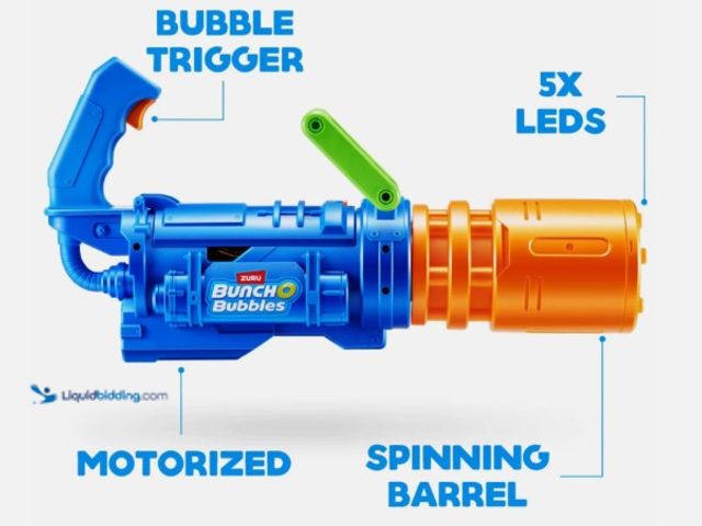 Lot 49-5542444 - ZURU Bunch O Bubbles Motorized Blaster - High Volume Bubble Machine + Solution, Unused