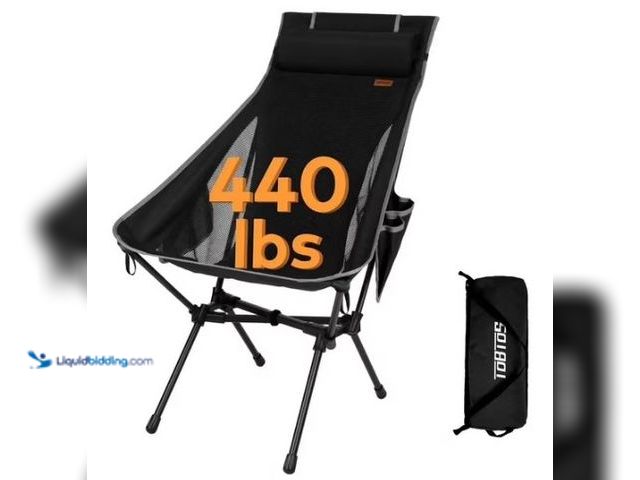 Lot 49-3631239 - TOBTOS 440lbs High Back Camping Chair with Pillow, Oversized Heavy Duty Camp Chair for Camping, Hiki...