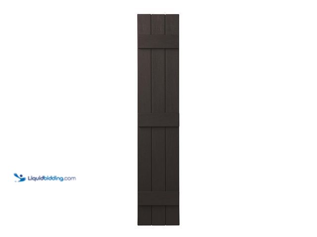 Lot 49-5437786 - Ply Gem 11 in. x 67 in. Polypropylene Plastic 3-Board Closed Board and Batten Shutters Pair in Brown...