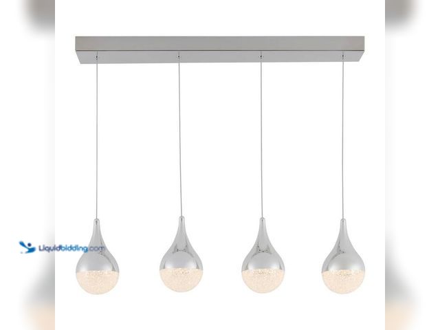 Lot 49-5406253 - Artika Glitzer 24-Watt 4 Light Chrome Modern Integrated LED Pendant Light Fixture for Dining Room or...