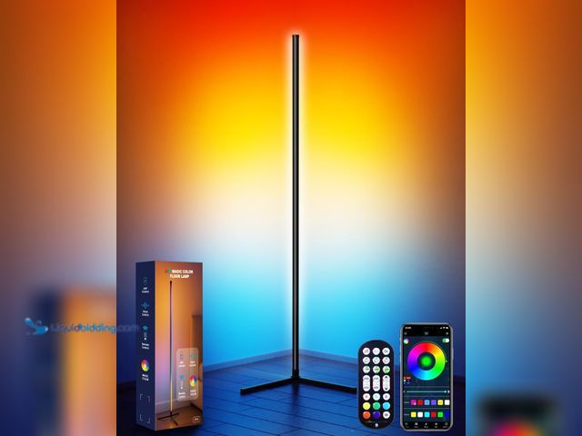 Lot 49-3520640 - Corner Floor Lamp,RGB LED Corner Lamp with Smart APP Control Remote Control Color Changing Ambience ...