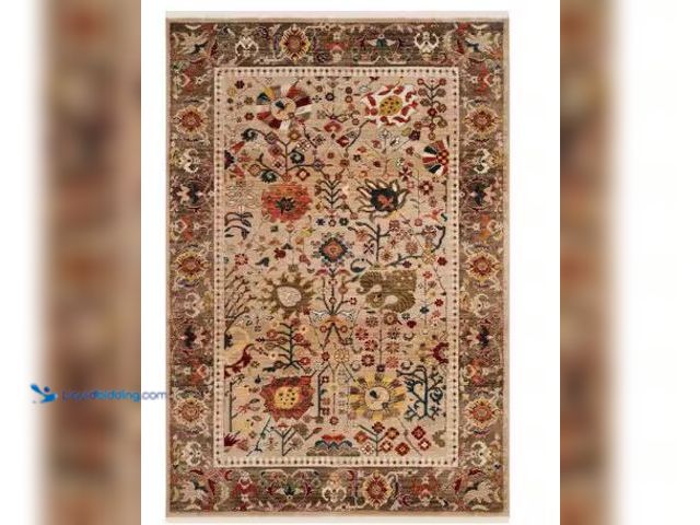 Lot 49-1625385 - SAFAVIEH Kashan Beige/Taupe 9 ft. x 12 ft. Border Area Rug, Model # KSN303K-9, Slightly used.  Ref#P...