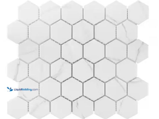 Lot 49-1577501 - Approx. (9) sq. ft. of Jeffrey Court Whisper Valley White 11 in. x 12.625 in. Hexagon Matte Porcelai...
