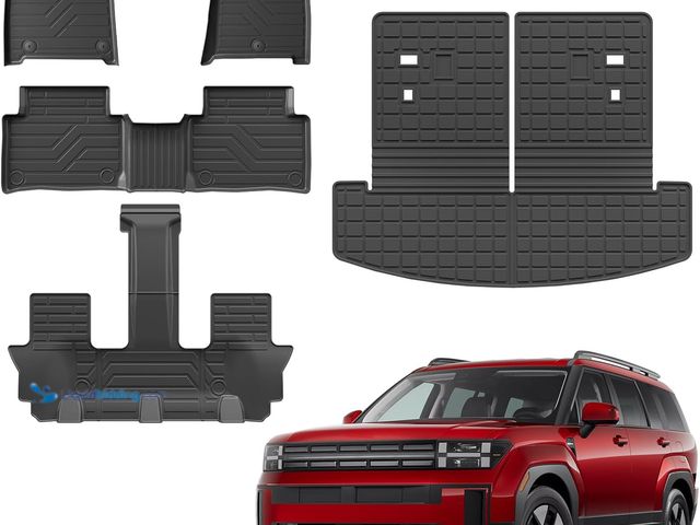 Lot 49-5485974 - Floor Mats Compatible with 2024 2025 2026 Hyundai Santa Fe Cargo Liner Fit Gas&Hybrid TPE All Weathe...