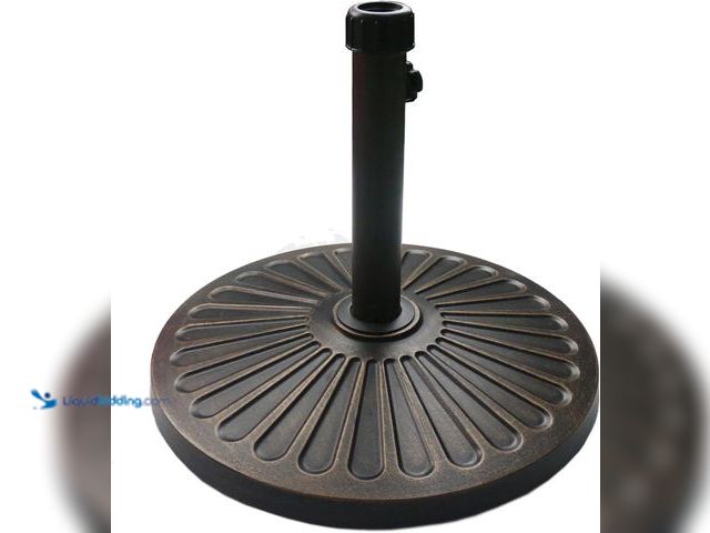 Lot 49-5435249 - Sunnyglade 18" 30.2-lbs Heavy Duty Round Antiqued Umbrella Base for Patio, Outdoor - Bronze (attachm...