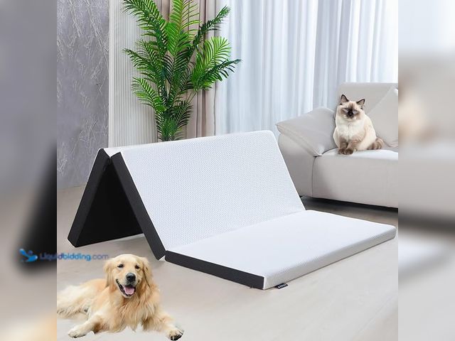 Lot 49-3462993 - 3 inch Memory Foam Trifold Cot Size Folding Mattress, Portable Travel Mattress, Breathable & Washabl...