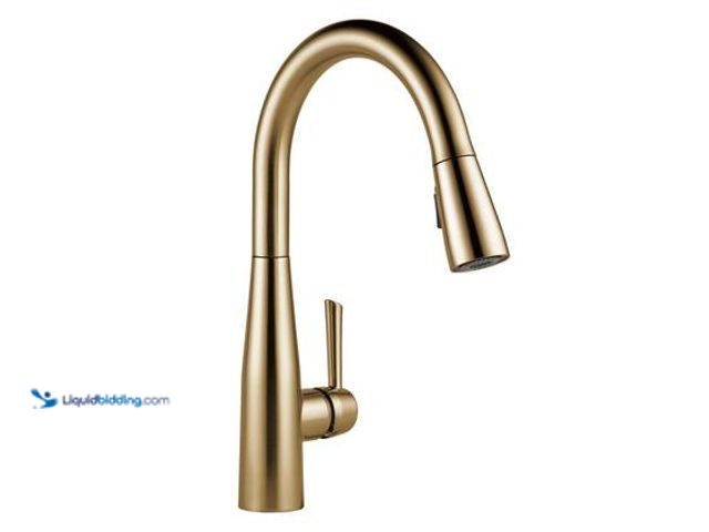 Lot 49-3565802 - Delta Essa Gold Single Handle Pull-Down Sprayer Kitchen Faucet with MagnaTite Docking in Champagne B...