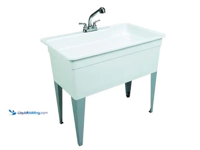 Lot 49-1566588 - BigTub Utilatub Combo 40 in. x 24 in. 33 in. Polypropylene Floor Mount Utility Tub with Pull-Out Fau...