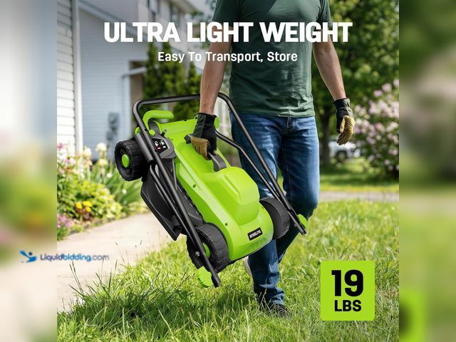 Lot 49-3563405 - STEELITE Corded Lawn Mower, 13-Inch Electric Lawn Mower with 1300W Motor, 5-Position Height Adjustme...