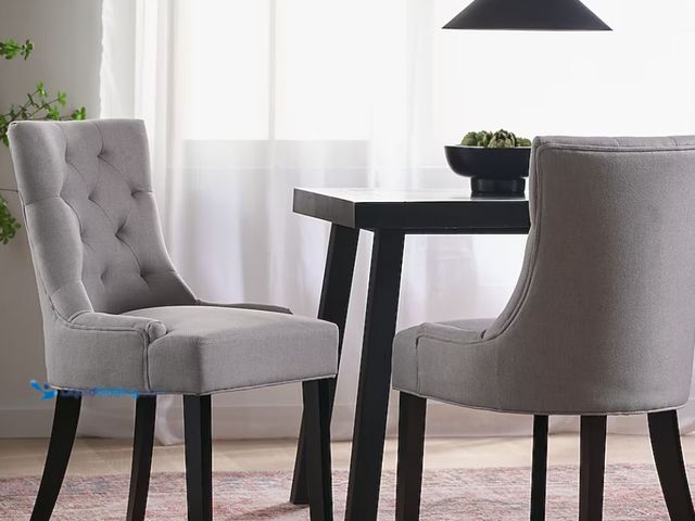 Lot 49-2001146 - Set of (2) Stream dale Furniture Stream dale Contemporary Diamond-Stitched Wood Leg Dining Chairs, M...