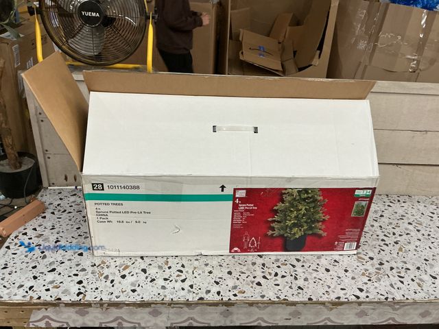 Lot 49-5447559 - Home Accents Holiday 4 ft. Pre-Lit LED Potted Spruce Artificial Christmas Tree. [Model: 1011140388] ...