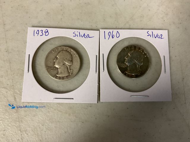 Lot 49-1830719 - LOT OF 2 SILVER QUARTERS INCLUDING 1938 AND 1960 #COINS0219