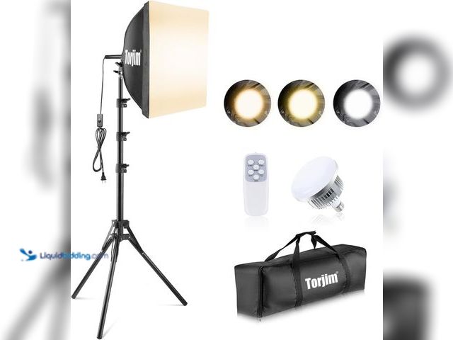 Lot 49-3527498 - Torjim Softbox Photography Lighting Kit, 16'' x 16'' Professional Softbox Lighting Kit with 85W 3000...