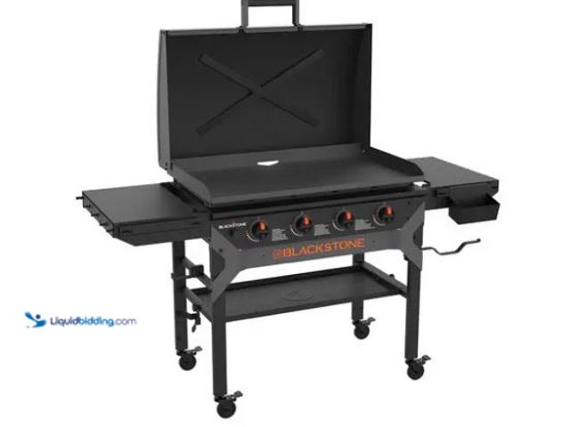 Lot 49-5551564 - Blackstone Iron Forged 36" Griddle with Hood, Unused with hardware, scuffs
