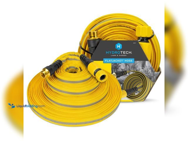 Lot 49-5416331 - Hydrotech 5/8 in. Dia x 100 ft. Flexible Flat Jacket Garden Water Hose. [Model # 5617C3] Unused