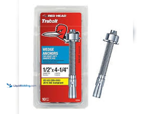 Lot 49-5411749 - QTY 2 - Red Head 1/2 in. x 4-1/4 in. Zinc-Plated Steel Hex Nut-Head Concrete Wedge Anchors (10-Pack)...