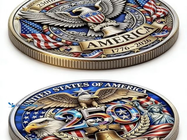 Lot 49-1975712 - New 2 pcs Replica  American 250th Anniversary Commemorative Coins, 1776-2026 Anniversary Commemorati...