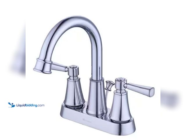 Lot 49-1549359 - Glacier Bay Melina 4 in. Center set Double Handle High-Arc Bathroom Faucet in Chrome Model # HD67513...