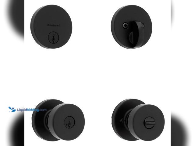 Lot 49-5440008 - Kwikset
Pismo Round Rose Matte Black Knob Door Combo Pack Featuring SmartKey Security Unused (attac...