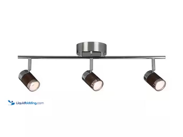 Lot 49-3433432 - Eglo Brews 24 in. 18-Watt Chrome Semi-Flush Mount LED Fixed Track, Perfect for kitchens, offices and...