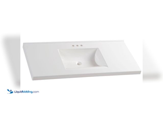 Lot 49-5447690 - Glacier Bay 49 in. W x 22 in. D Cultured Marble White Rectangular Single Sink Vanity Top in White. [...