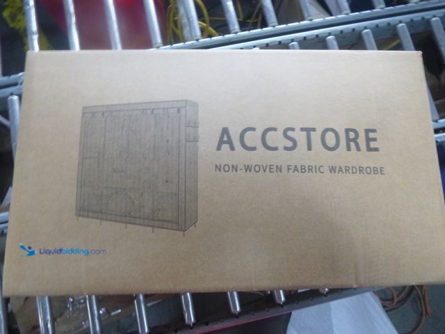 Lot 49-3466044 - Portable Wardrobe Clothing Wardrobe Shelves Clothes Storage Organizer with 4 Hanging Rail, Black Mod...