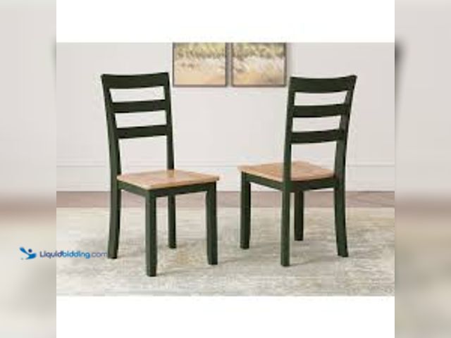 Lot 49-5448925 - Signature DESIGN BY ASHLEY Gesthaven Green / Light Brown Wood Side Chair Set of 2. Model # D401-01. ...