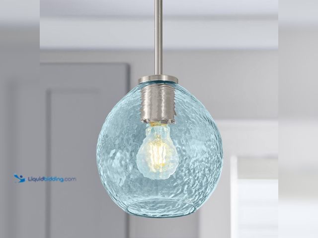Lot 49-5552024 - 7.16 in. Blue Bubble Glass Globe Pendant Lamp Shade With 2.25 in. Lip Fitter. 3 pcs. Model # 860745....