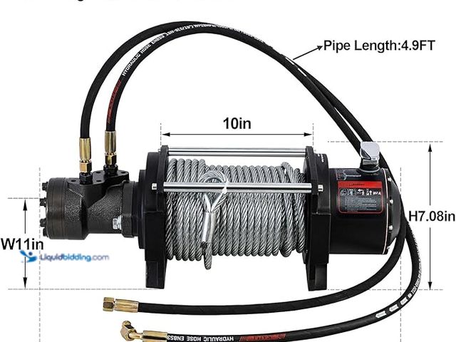 Lot 49-3465233 - CXRCY Hydraulic Winch 2/5"x78FT Steel Cable - BMR80 Motor, 36:1 Gear Ratio - Great for Wreckers, Tra...