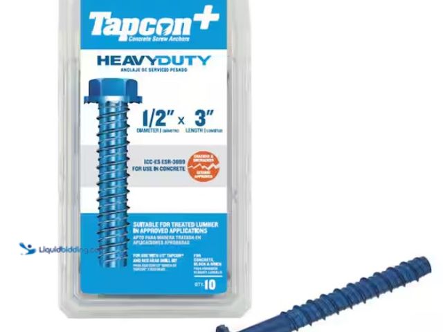 Lot 49-1550267 - (2 Packages) Tapcon 1/2 in. x 3 in. Steel Hex-Washer-Head Indoor/Outdoor Large Diameter Concrete Anc...