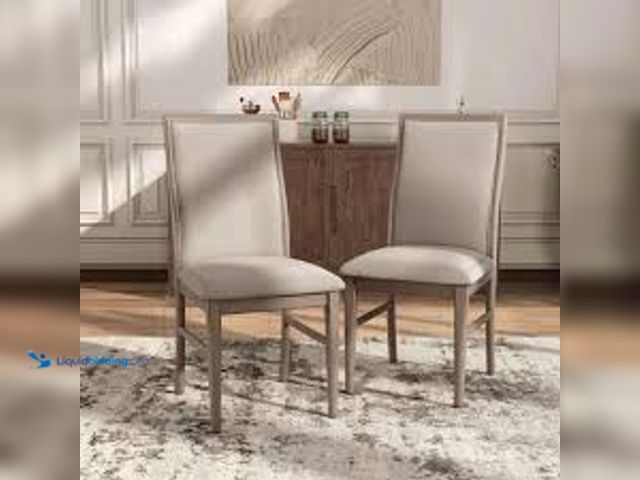 Lot 49-5459566 - Furniture of America Luna Natural Ash Fabric Upholstered Dining Chairs (Set of 2). Model # IDF-3230N...