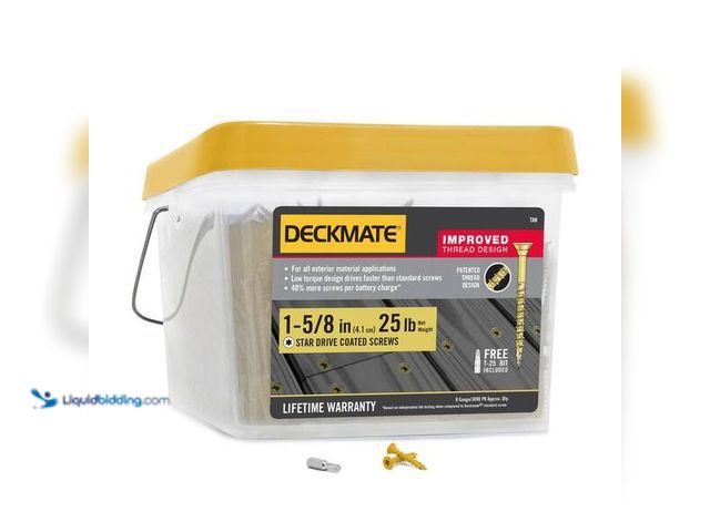 Lot 49-5452732 - DECKMATE
#8 x 1-5/8 in. Tan Star Flat Head Wood Deck Screw (25 lbs. / 3096-Pieces). SKU # 100327486...