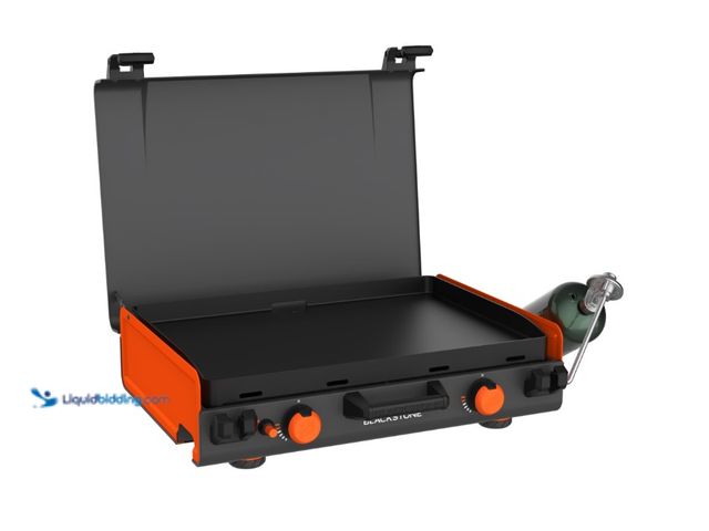 Lot 49-1622947 - Blackstone Adventure Ready 20"x14" 2-Burner Propane Camping Griddle with Latching Hood and Handle, M...